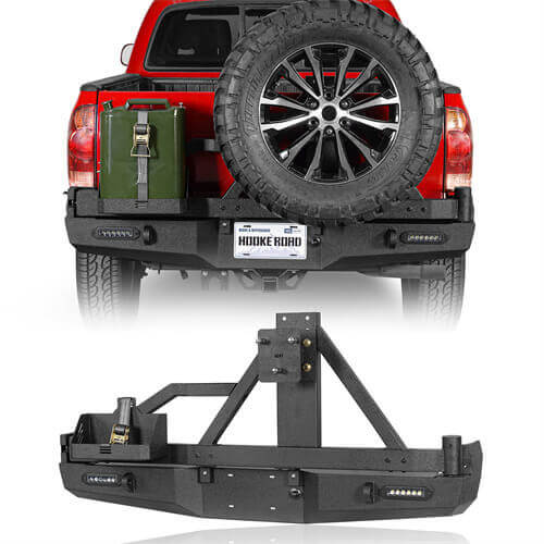 HookeRoad Full Width Front Bumper & Rear Bumper w/Tire Carrier for 2005-2011 Toyota Tacoma b40084013 4