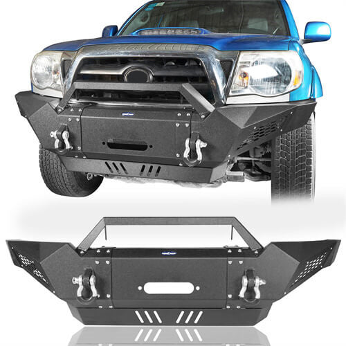 HookeRoad Full Width Front Bumper & Rear Bumper w/Tire Carrier for 2005-2015 Toyota Tacoma b40014013 14