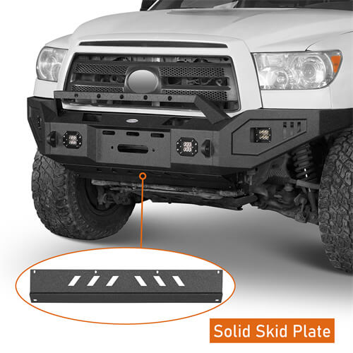 Textured Black Full Width Front Bumper w/ Winch Plate For 2007-2013 Toyota Tundra - Hooke Road b5211s 11