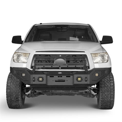 Load image into Gallery viewer, Textured Black Full Width Front Bumper w/ Winch Plate For 2007-2013 Toyota Tundra - Hooke Road b5211s 12
