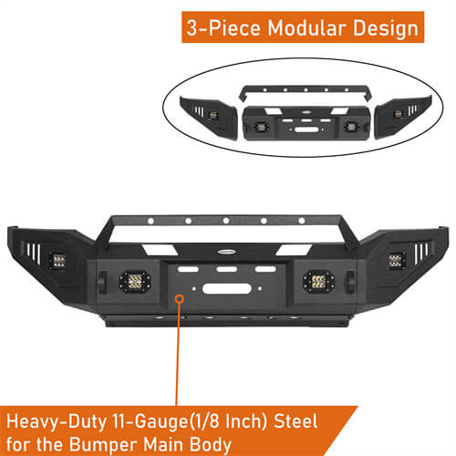 Load image into Gallery viewer, Textured Black Full Width Front Bumper w/ Winch Plate For 2007-2013 Toyota Tundra - Hooke Road b5211s 13
