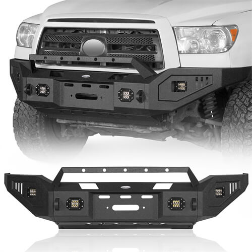 Load image into Gallery viewer, Textured Black Full Width Front Bumper w/ Winch Plate For 2007-2013 Toyota Tundra - Hooke Road b5211s 2
