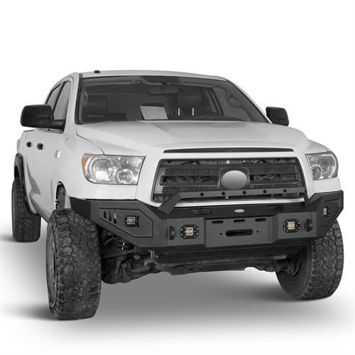 Textured Black Full Width Front Bumper w/ Winch Plate For 2007-2013 Toyota Tundra - Hooke Road b5211s 5