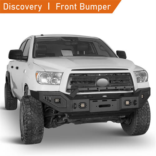 Textured Black Full Width Front Bumper w/ Winch Plate For 2007-2013 Toyota Tundra - Hooke Road b5211s 8