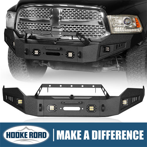 Dodge Ram Full Width Front Bumper w/Winch Plate for 2013-2018 Dodge Ram 1500 - Hooke Road b6001s 1