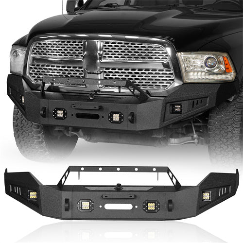 Dodge Ram Full Width Front Bumper w/Winch Plate for 2013-2018 Dodge Ram 1500 - Hooke Road b6001s 2