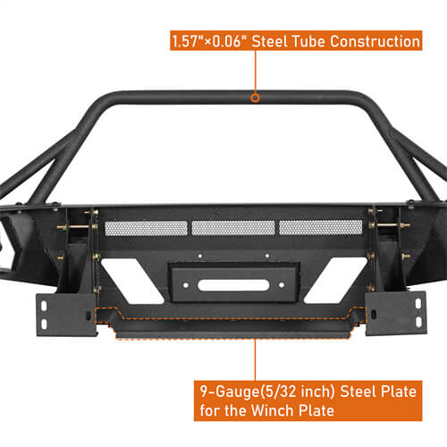 Hooke Road Full Width Front Bumper w/ Winch Plate & LED Spot Lights For 2016-2023 ToyotaTacoma b4210s 14