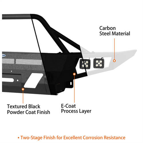 Hooke Road Full Width Front Bumper w/ Winch Plate & LED Spot Lights For 2016-2023 ToyotaTacoma b4210s 16