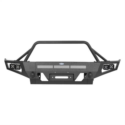 Hooke Road Full Width Front Bumper w/ Winch Plate & LED Spot Lights For 2016-2023 ToyotaTacoma b4210s 18