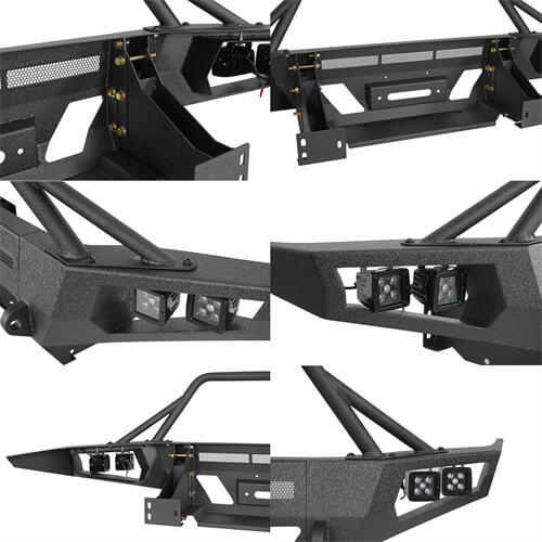 Hooke Road Full Width Front Bumper w/ Winch Plate & LED Spot Lights For 2016-2023 ToyotaTacoma b4210s 21