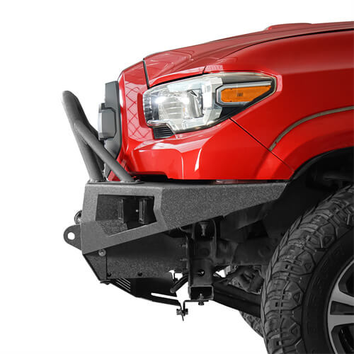 Hooke Road Full Width Front Bumper w/ Winch Plate & LED Spot Lights For 2016-2023 ToyotaTacoma b4210s 22