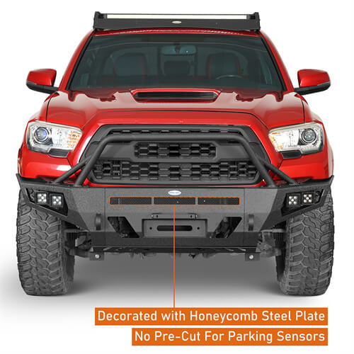 Load image into Gallery viewer, Hooke Road Full Width Front Bumper w/ Winch Plate &amp; LED Spot Lights For 2016-2023 ToyotaTacoma b4210s 9
