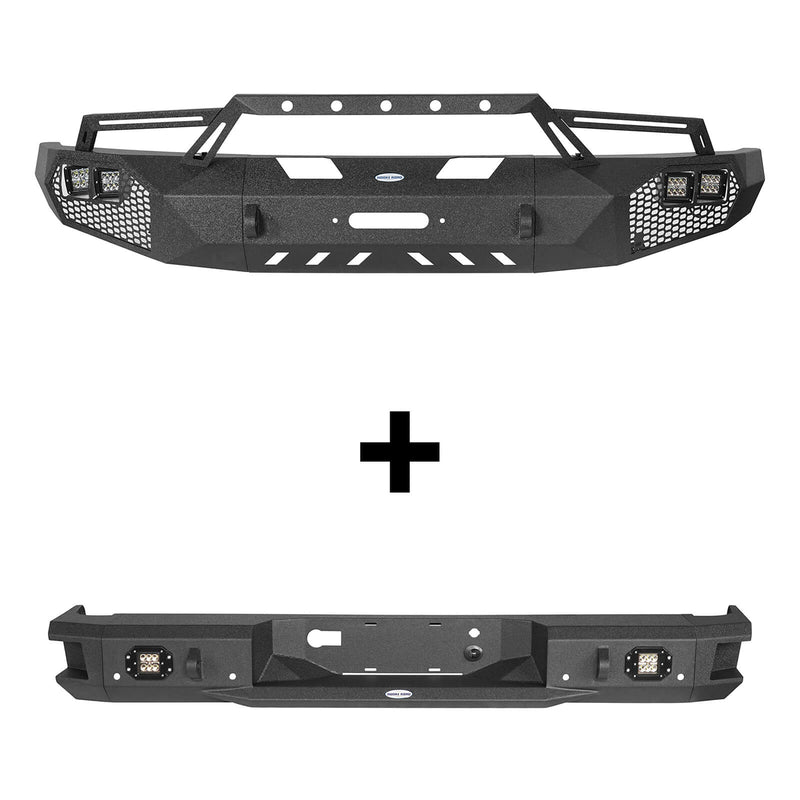 Load image into Gallery viewer, HookeRoad Front Bumper w/Grill Guard &amp; Back Bumper for 2009-2014 Ford F-150 Excluding Raptor Hooke Road HE.8200+HE.8203 3
