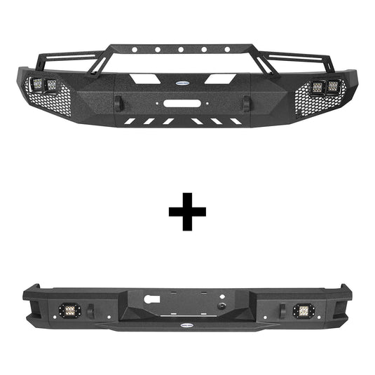 HookeRoad Front Bumper w/Grill Guard & Back Bumper for 2009-2014 Ford F-150 Excluding Raptor b82008203s 3