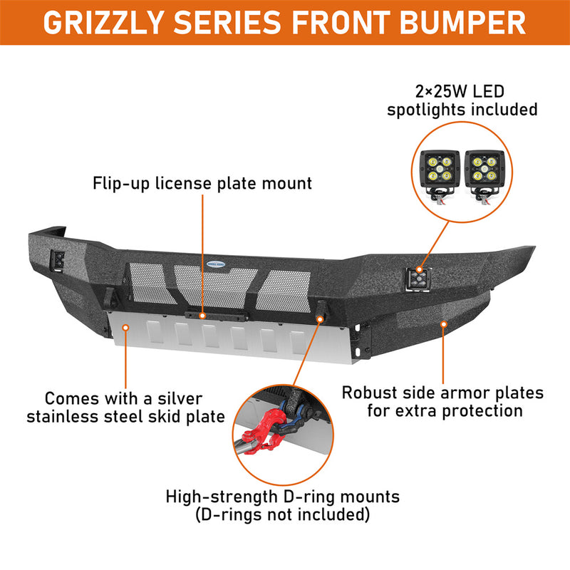 Load image into Gallery viewer, 2001-2004 Toyota Sequoia Full-Width Front Bumper w/ Skid Plate Hooke Road b4801s 9
