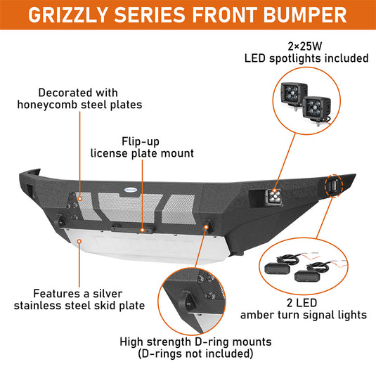 Full-Width Front Bumper for 2003-2009 Toyota 4Runner with Skid Plate b9859s 7