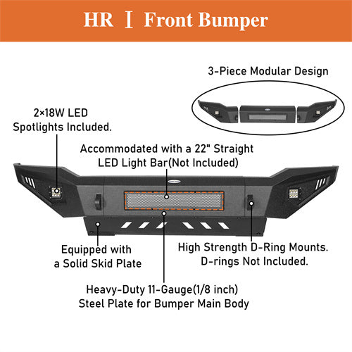 HookeRoad Front Bumper w/Skid Plate for 2007-2013 Toyota Tundra b5204 14