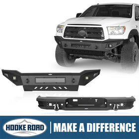 HookeRoad Full Width Front Bumper w/Skid Plate & Rear Bumper for 2007-2013 Toyota Tundra b52015204s 1