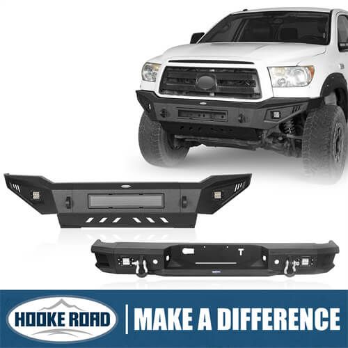 HookeRoad Full Width Front Bumper w/Skid Plate & Rear Bumper for 2007-2013 Toyota Tundra b52015204s 1
