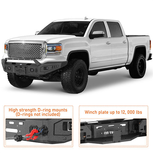 Load image into Gallery viewer, Hooke Road Full-Width Front Bumper w/ Winch Plate 2014-2015 GMC Sierra 1500 b9430 8
