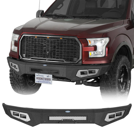 Heavy-duty Front Bumper w/ 4 Spotlights for 2015-2017 Ford F-150 Hooke Road b8293 1
