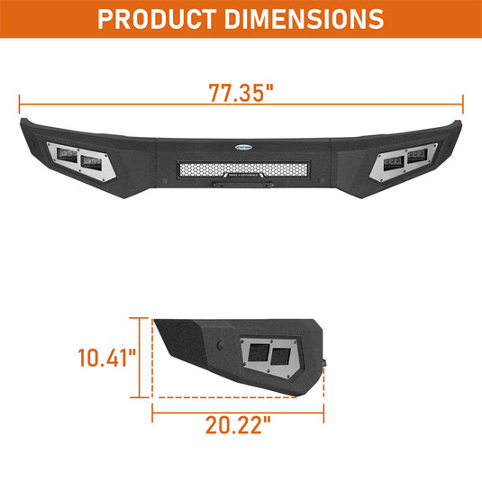 Heavy-duty Front Bumper w/ 4 Spotlights for 2015-2017 Ford F-150 Hooke Road b8293 5
