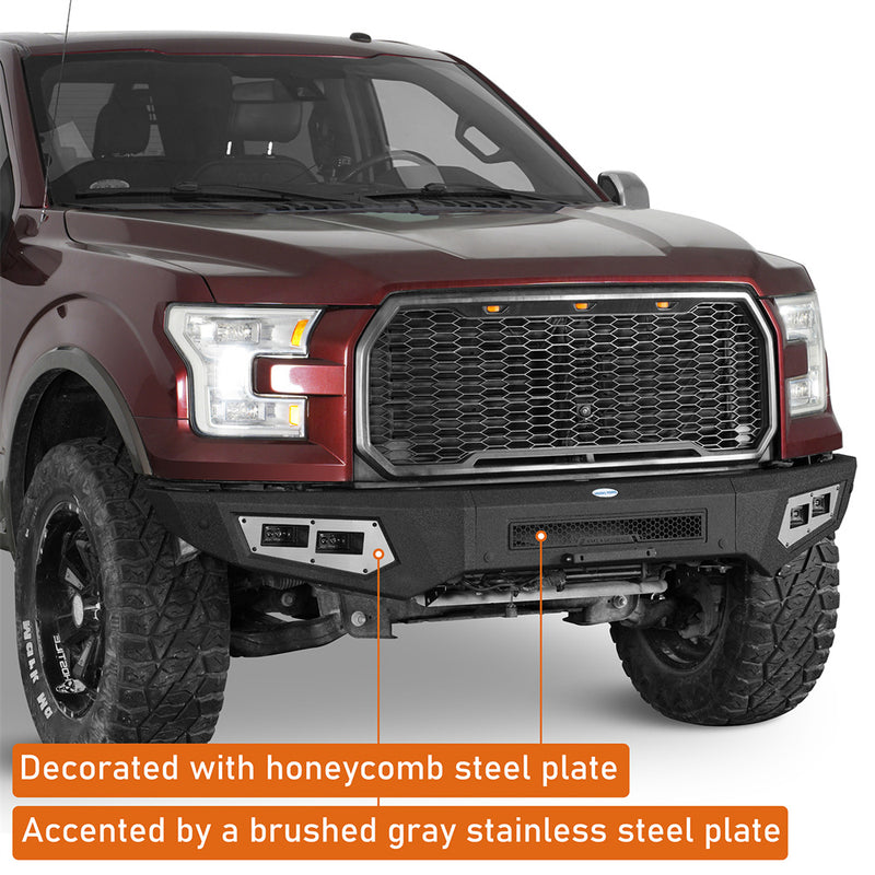 Load image into Gallery viewer, Heavy-duty Front Bumper w/ 4 Spotlights for 2015-2017 Ford F-150 Hooke Road b8293 7
