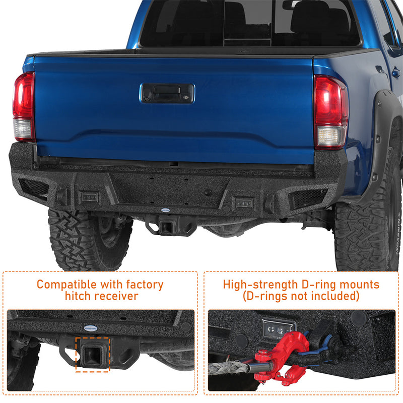 Load image into Gallery viewer, Hooke Road Heavy-duty Rear Bumper for 2016-2023 Toyota Tacoma 5
