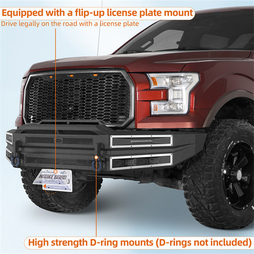 Hooke Road Heavy-duty Steel Front Bumper for 2015-2017 Ford F-150 b8289  8