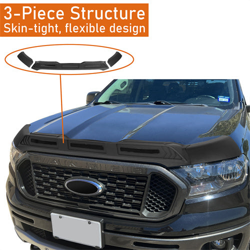 Hood Protector Stone & Bug Deflector w/ Amber Lights For 2019-2023 Ford Ranger - Hooke Road qt10021 11