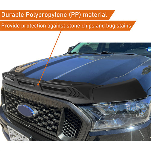 Hood Protector Stone & Bug Deflector w/ Amber Lights For 2019-2023 Ford Ranger - Hooke Road qt10021 13