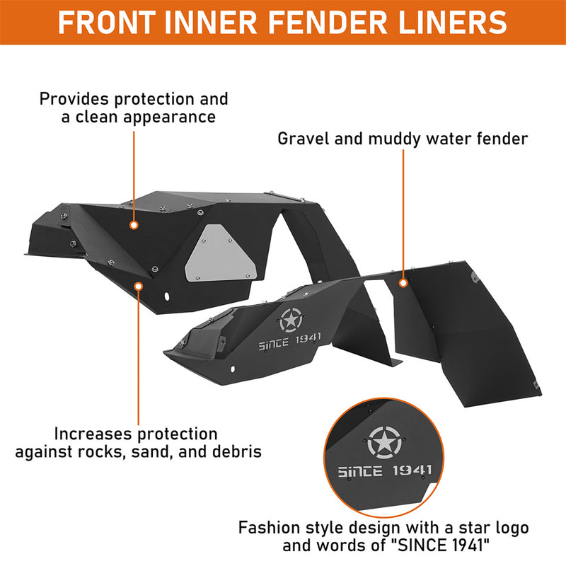 Load image into Gallery viewer, Hooke Road 1987-1995 Jeep Wrangler YJ Front Inner Fender Liners b1084s 8
