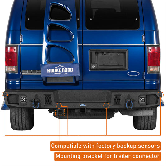 Hooke Road 1992-2014 Ford E-350 Rear Bumper with Hitch Receiver b8702 7