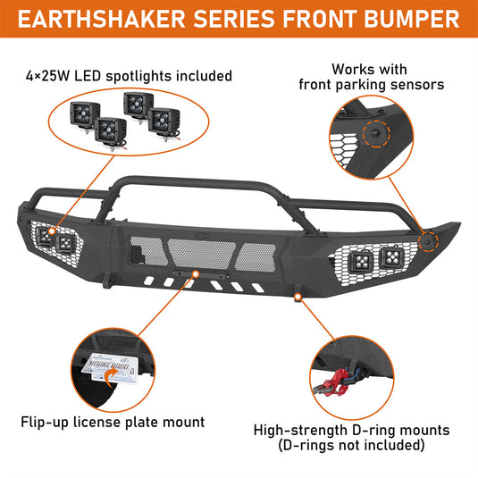 Hooke Road 2014-2021 Toyota Tundra Front Bumper with Bull Bars b5035 7