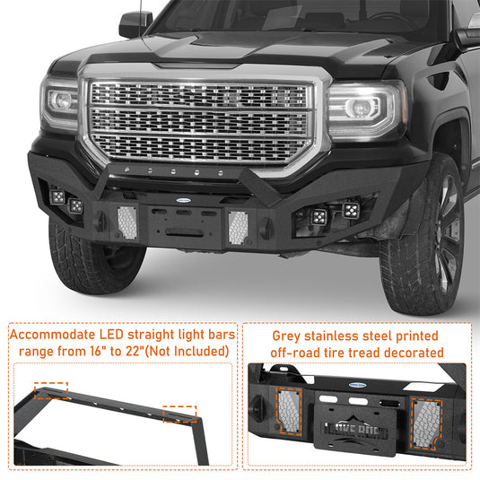 Hooke Road 2016-2018 GMC Sierra 1500 Full-Width Front Bumper b9471 9