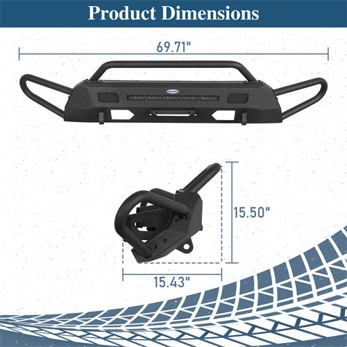 Hooke Road 2016-2023 3rd Gen Tacoma Front Bumper​ w/ Side Tube Guard b4229s 5