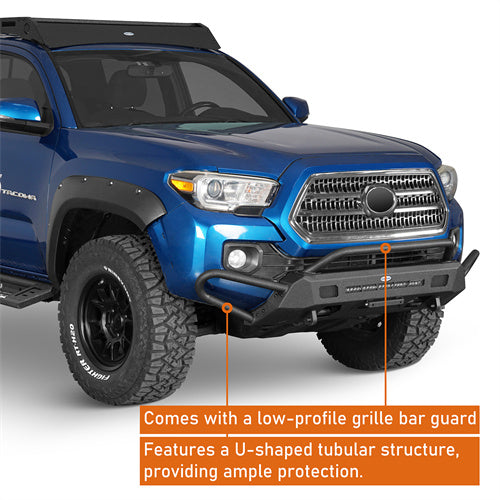 Load image into Gallery viewer, Hooke Road 2016-2023 3rd Gen Tacoma Front Bumper​ w/ Side Tube Guard b4229s 8
