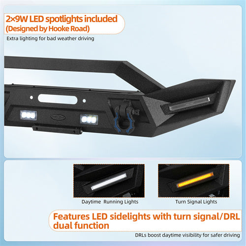 Load image into Gallery viewer, Hooke Road Jeep Wrangler JL &amp; Gladiator JT Aftermarket Front Bumper with Winch Plate b3090 7

