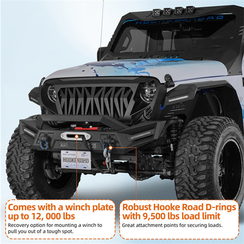 Load image into Gallery viewer, Hooke Road Jeep Wrangler JL &amp; Gladiator JT Aftermarket Front Bumper with Winch Plate b3090 8

