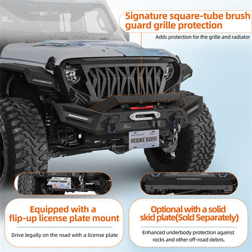 Load image into Gallery viewer, Hooke Road Jeep Wrangler JL &amp; Gladiator JT Aftermarket Front Bumper with Winch Plate b3090 9
