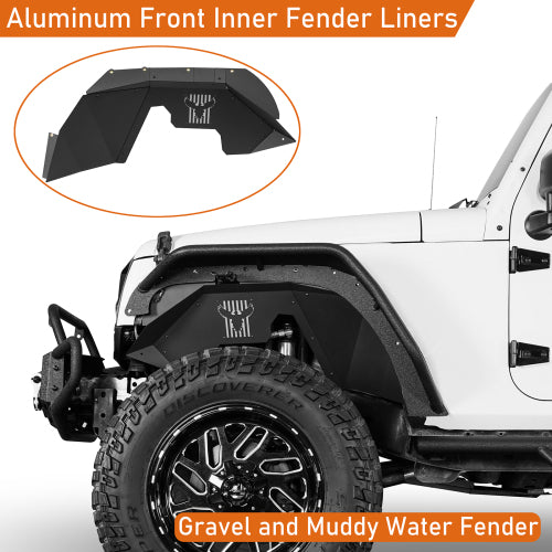 Hooke Road Aluminum Front Inner Fender Liners for 2007-2018 Jeep Wrangler JK b2117s 9