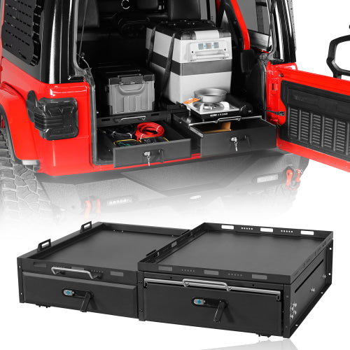 Hooke Road Jeep Wrangler Drawer System & Fridge Slide Mount for 2015-2024 Jeep Wrangler JK JL 4-Door b2089s 2