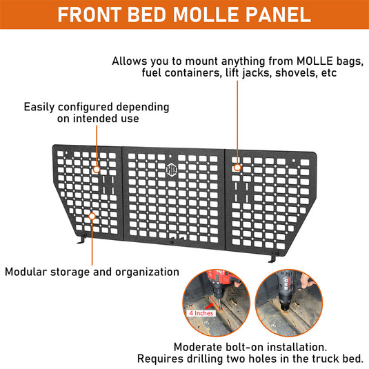 Hooke Road 2015-2022 Chevy Colorado & GMC Canyon  Front Bed MOLLE Panel b9124s 8