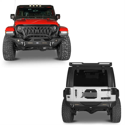 HookeRoad Jeep JK Front and Rear Bumper Combo for 07-18 Jeep Wrangler JK b30182030s 10