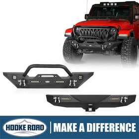 HookeRoad Jeep JK Front and Rear Bumper Combo for 07-18 Jeep Wrangler JK b30182030s 1
