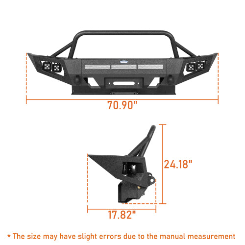 Hooke Road Toyota Tacoma Front Bumper w/ Winch Plate & 4 LED Light for 2005-2011 Toyota Tacoma b4030s 10