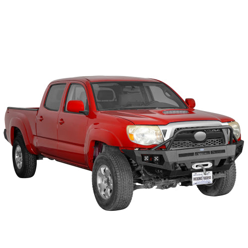 Hooke Road Toyota Tacoma Front Bumper w/ Winch Plate & 4 LED Light for 2005-2011 Toyota Tacoma b4030s 5