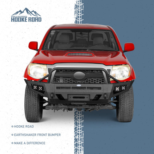 Hooke Road Toyota Tacoma Front Bumper w/ Winch Plate & 4 LED Light for 2005-2011 Toyota Tacoma b4030s 6
