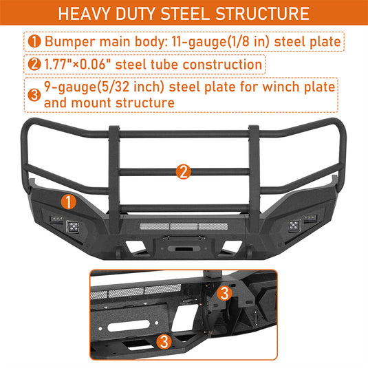 Hooke Road 2016-2018 GMC Sierra 1500 Front Bumper with Grille Guard b9466 8