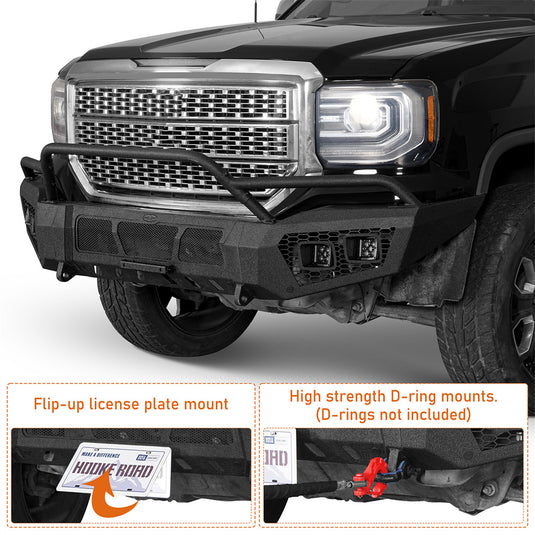 Hooke Road 2016-2018 GMC Sierra 1500 Front Bumper w/ Winch Plate b9470 7
